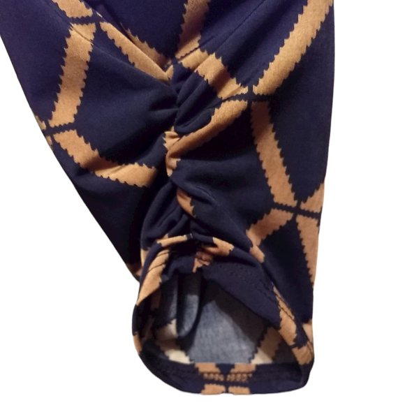 Blue Tan Diamond Print Hi-Lo Tunic Sz Large not 2X - Picture 4 of 7